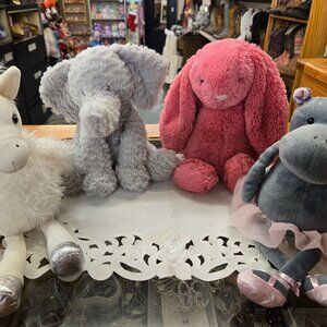 Lot of 4 Jellycats H.T.F. Bunny Cerise all nice shape clean and fur looks good